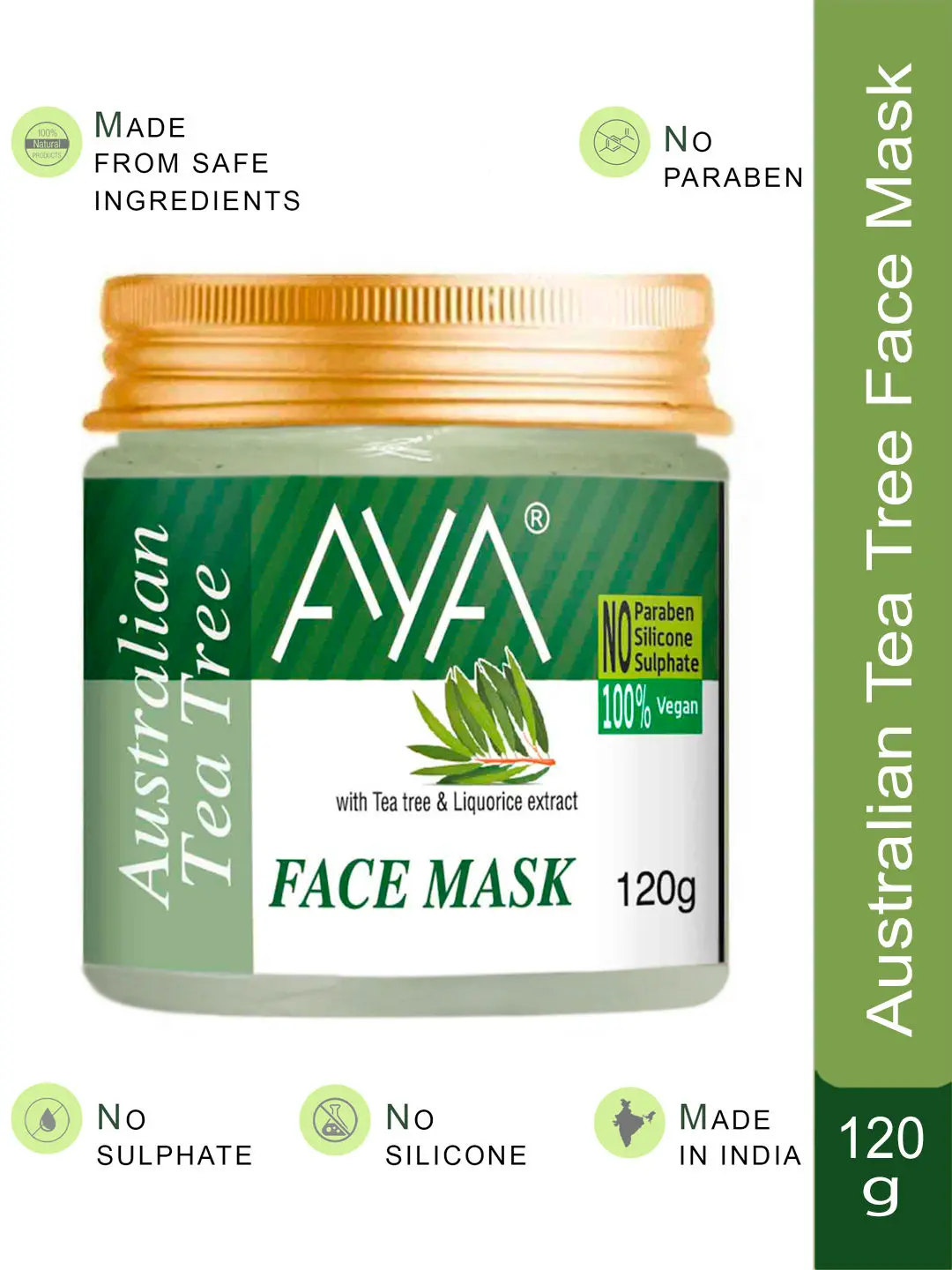 AYA Australian Tea Tree Face Mask, 120 g | No Paraben, No Silicone, No Sulphate