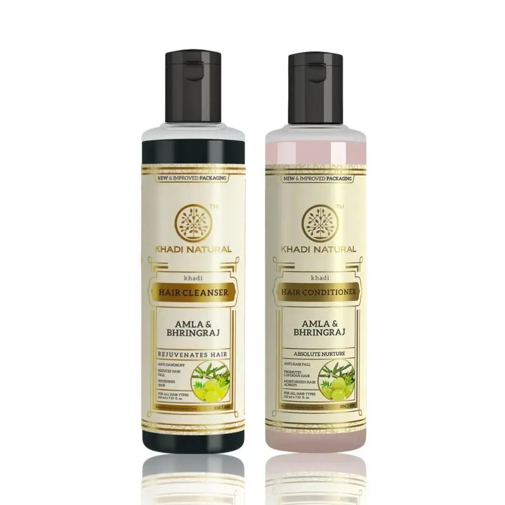 Khadi Natural Anti-Hair Fall Cleanser & Conditioner Combo (Amla & Bhringraj Cleanser 210ml | Amla & Bhringraj Conditioner 210ml)