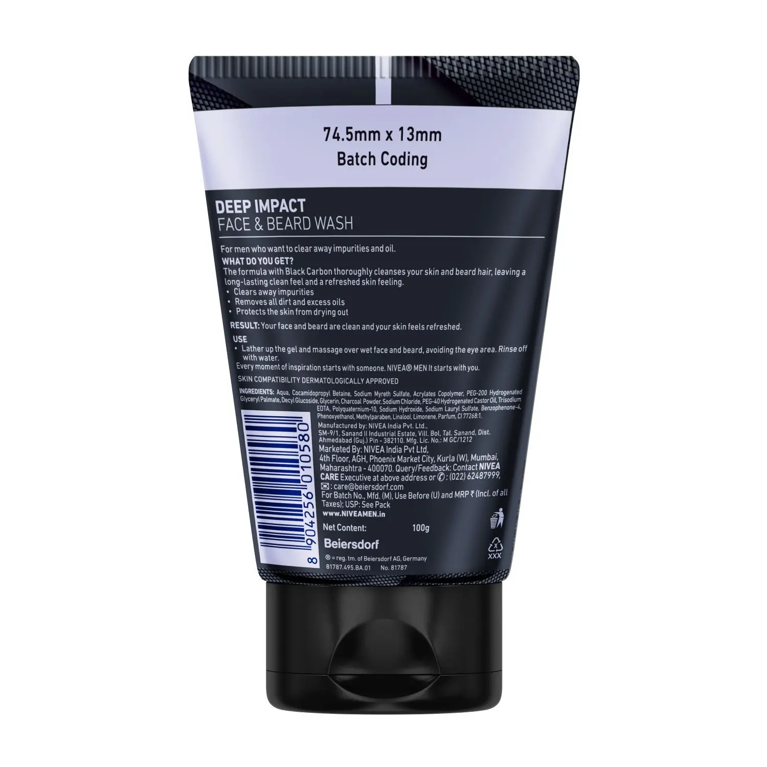 Nivea Men Deep Impact Intense Clean Face Wash (100 ml)