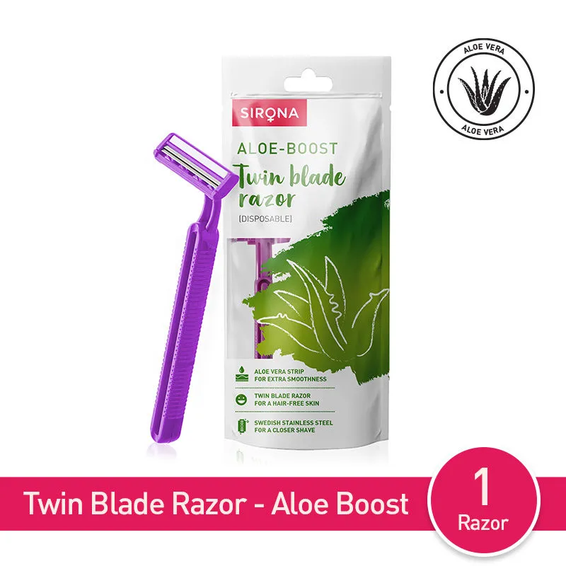 Sirona Aloe Boost Twin Blade Disposable Body Razor For Women (Pack Of 1)