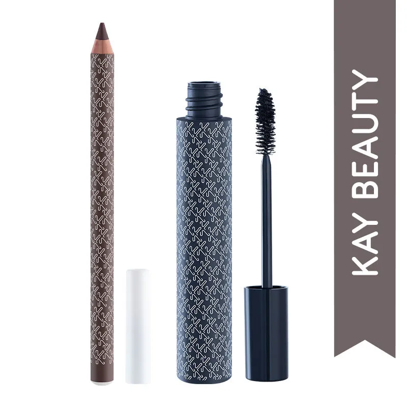 Kay Beauty Go-to Lash & Brow Combo - Ultra Black Volume & Length Mascara & Eyebrow Pencil - Walnut