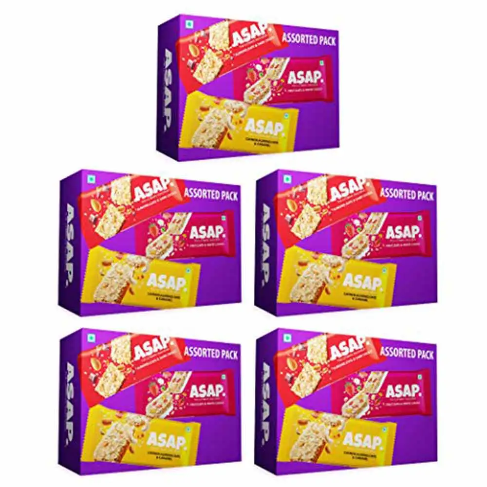 ASAP Healthy Granola Bars,  6 bar(s)  Dark Choco Almond, Fruits & White Choco, Cashew Caramel, Pack of 5