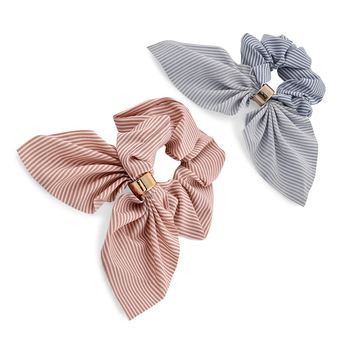 Toniq Set Of 2 Striped Bow Hair Scrunchie Rubberband For Women(AWXXH01 AB)