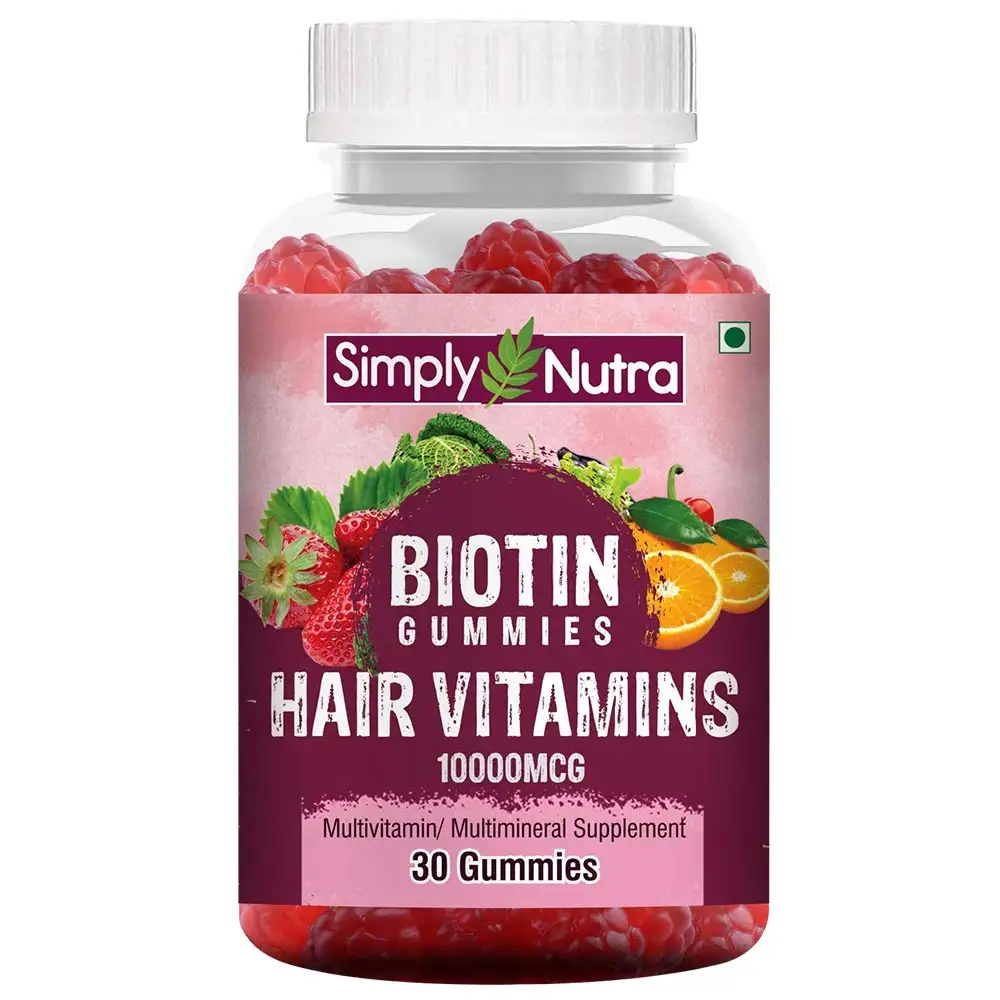 Simply Nutra Biotin Hair Vitamin  10000mcg,  30 gummies  Unflavoured