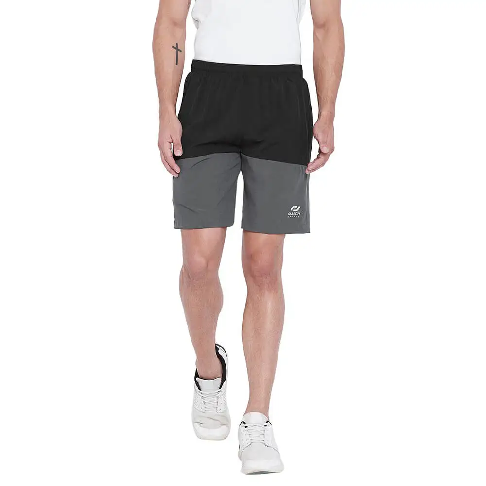 Masch Sports Mens Regular Fit Polyester Shorts,  Small  Black and Grey