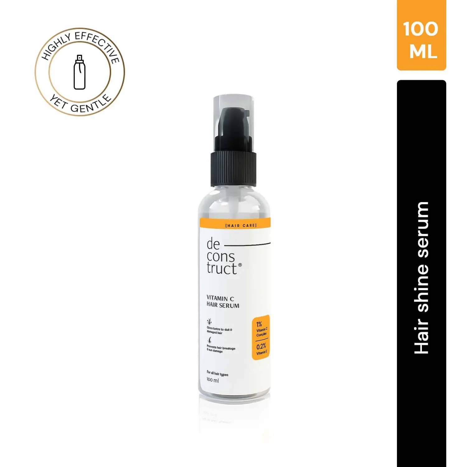 Deconstruct Vitamin C Hair Serum - 1 % Vitamin C Complex + 0.2% Vitamin E | Hair Shine Serum for Women & Men 100 ml