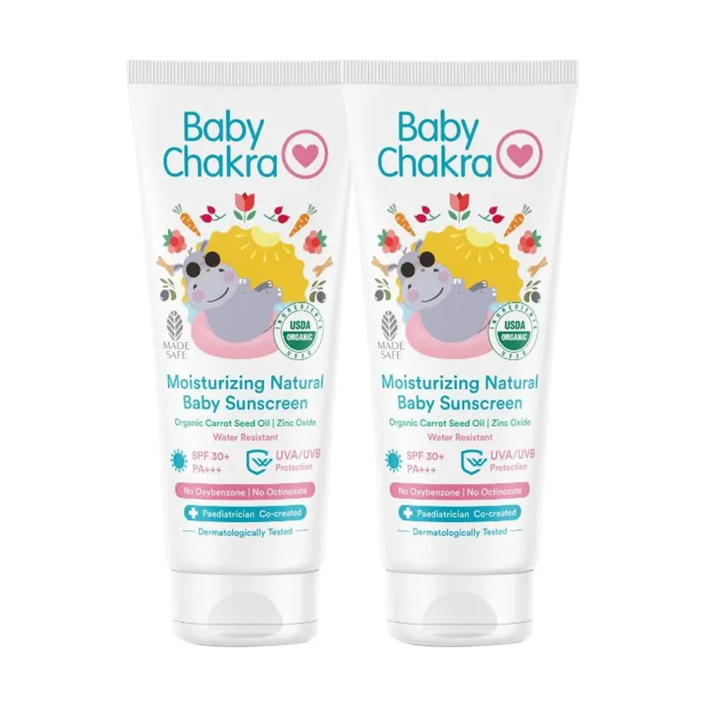 BabyChakra Moisturising Sunscreen for Babies, SPF 30+ PA+++ UVA/UVB Protection (60 g x 2)