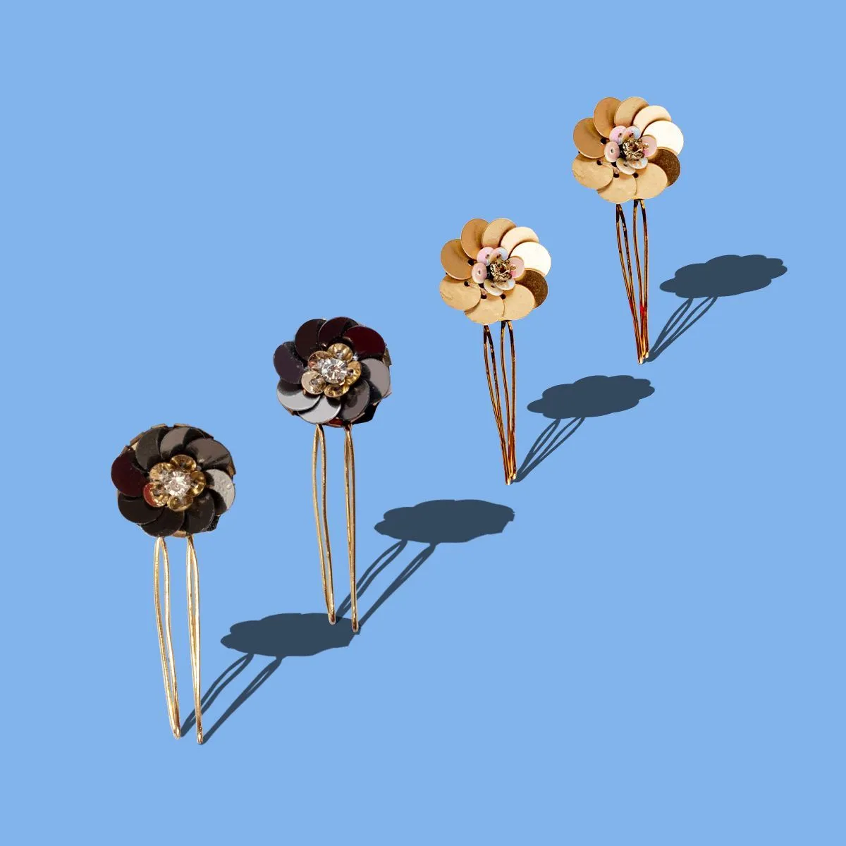 Hair Drama Co. Brown Floral - Bob Pins - Set of 4