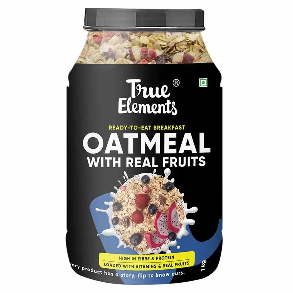 True Elements Whole Oatmeal with Chia and Real Fruits,  Unflavoured  1 kg