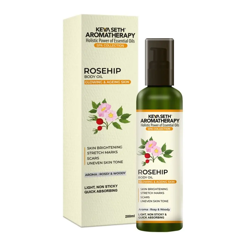 Keya Seth Aromatherapy Rosehip Body Oil,Glowing, Ageing & Brighter Skin, Reduces Stretch Marks, Scars, Uneven Skin Tone 200ml