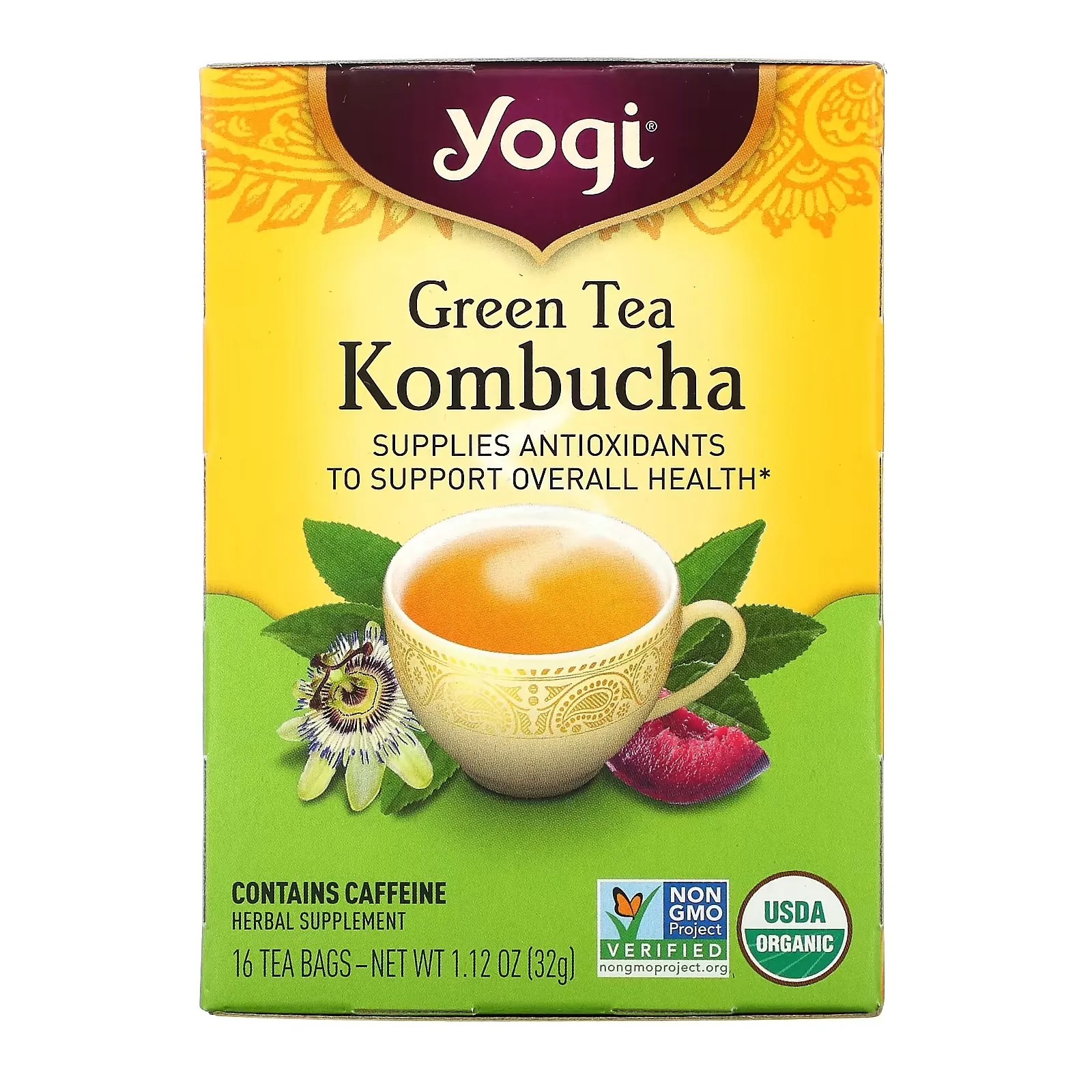 Green Tea Kombucha, 16 Tea Bags, 1.12 oz (32 g)