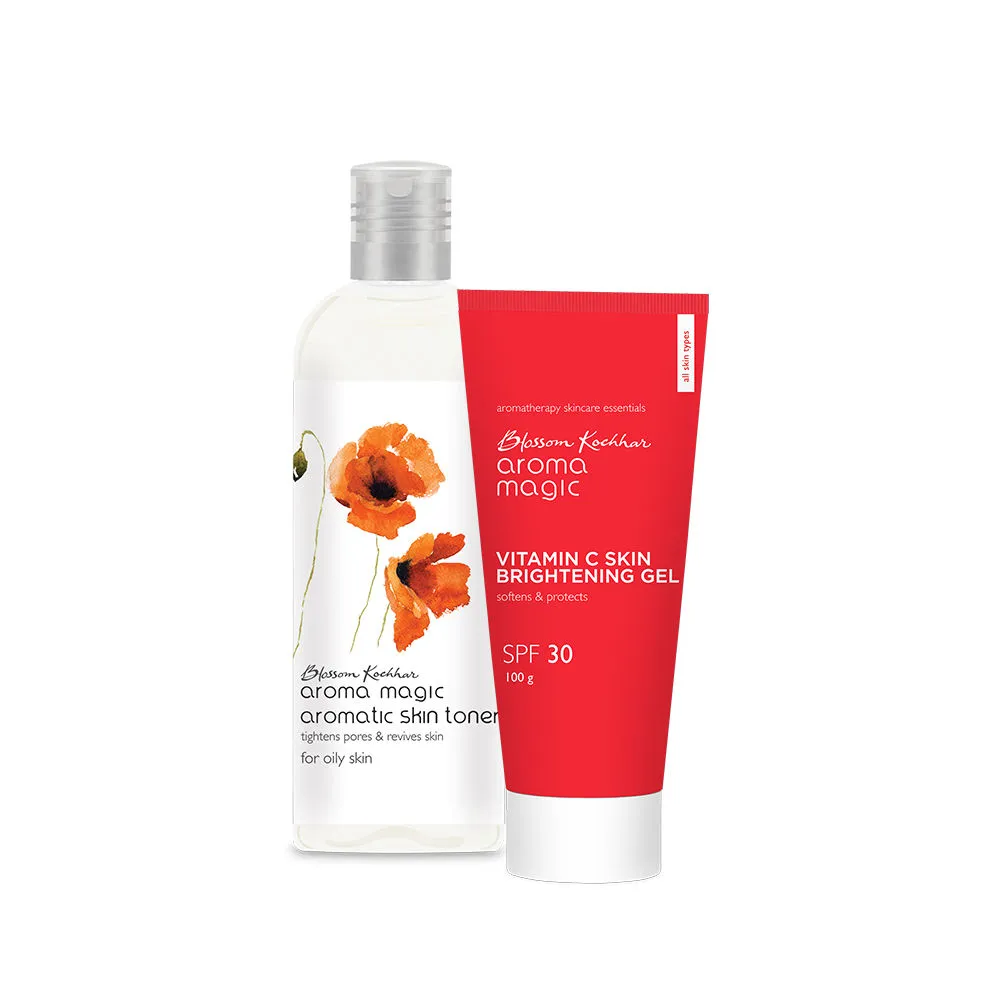 Aroma Magic Vitamin C Skin Brightening Gel SPF 30 & Skin Toner Combo Oily Skin