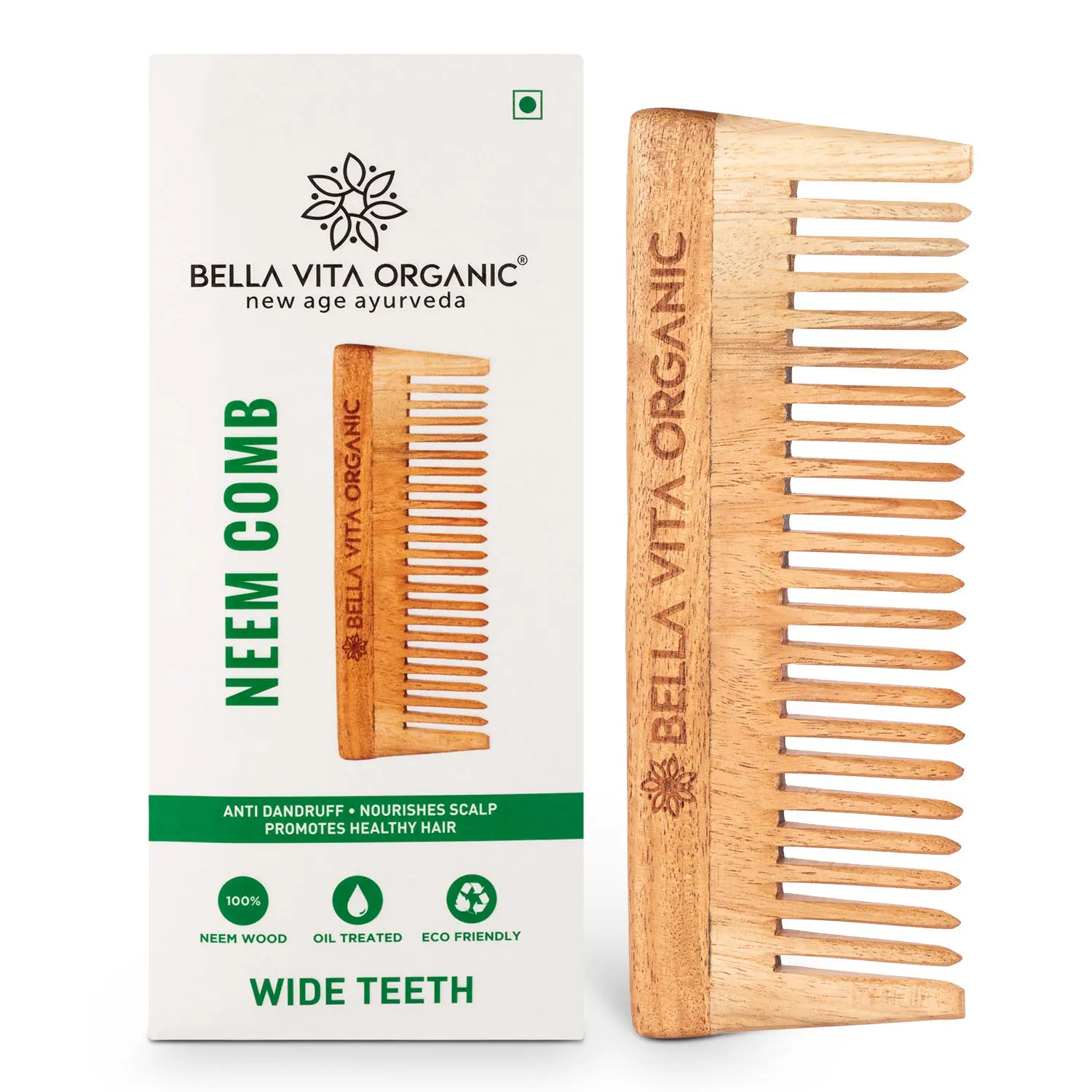 Bella Vita Organic Wide Tooth Wooden Comb(1 Pc)