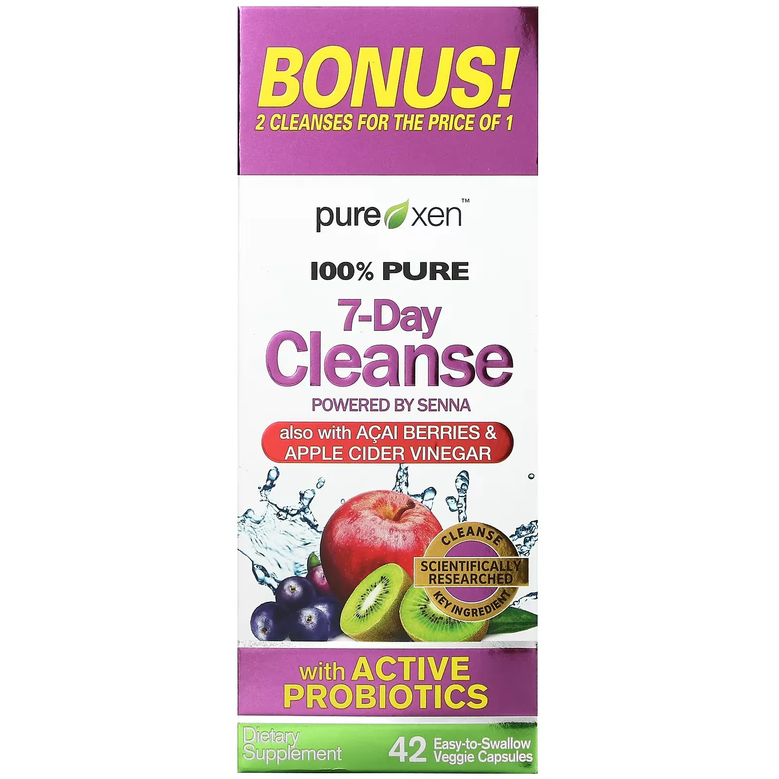 100% Pure 7-Day Cleanse, 42 Easy-to-Swallow Veggie Capsules