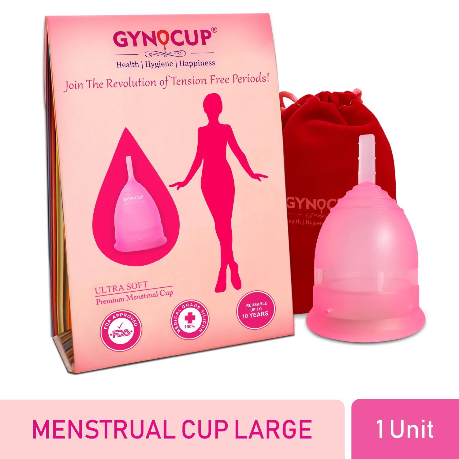 Gynocup Reusable Menstrual Cup For Women Safe, Easy-to-use & Comfortable (Large)