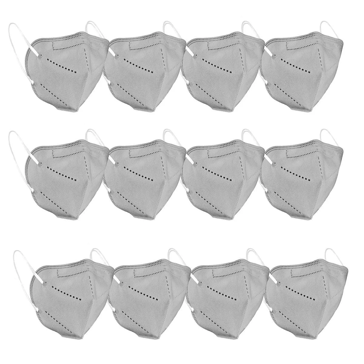 OOMPH Pack Of 12 Kn95/n95 Anti-pollution Reusable 5-layer Mask (grey )