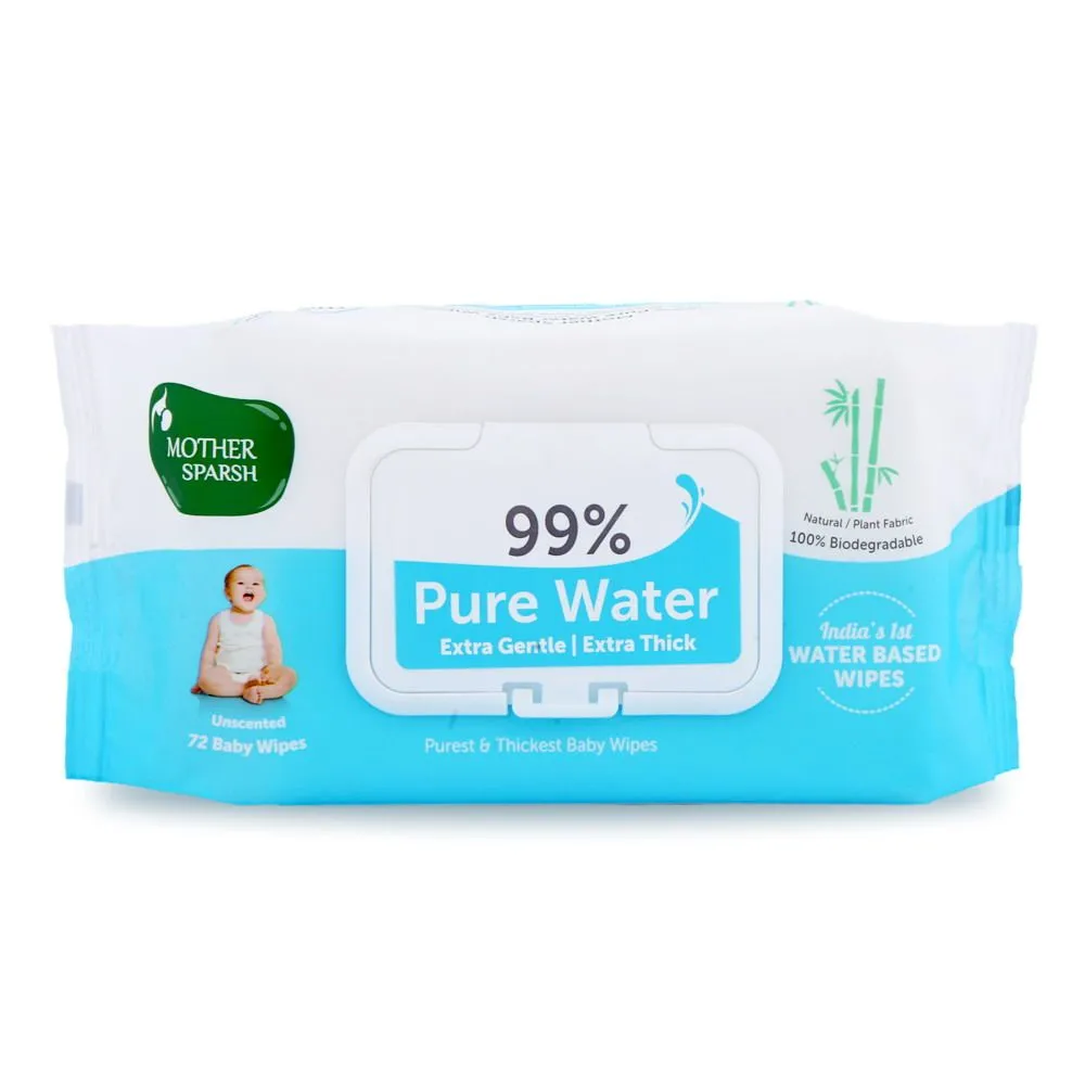 Mother Sparsh 99 % Pure Water Unscented Baby Wipes 72 Pcs