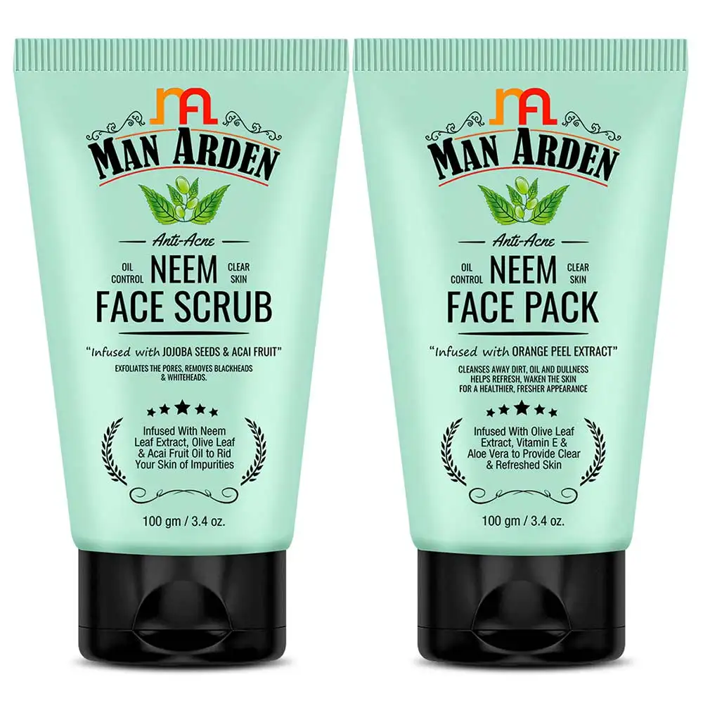 Man Arden Anti-Acne Neem Face Scrub & Face Pack Combo,  2 Piece(s)/Pack  Acne Control