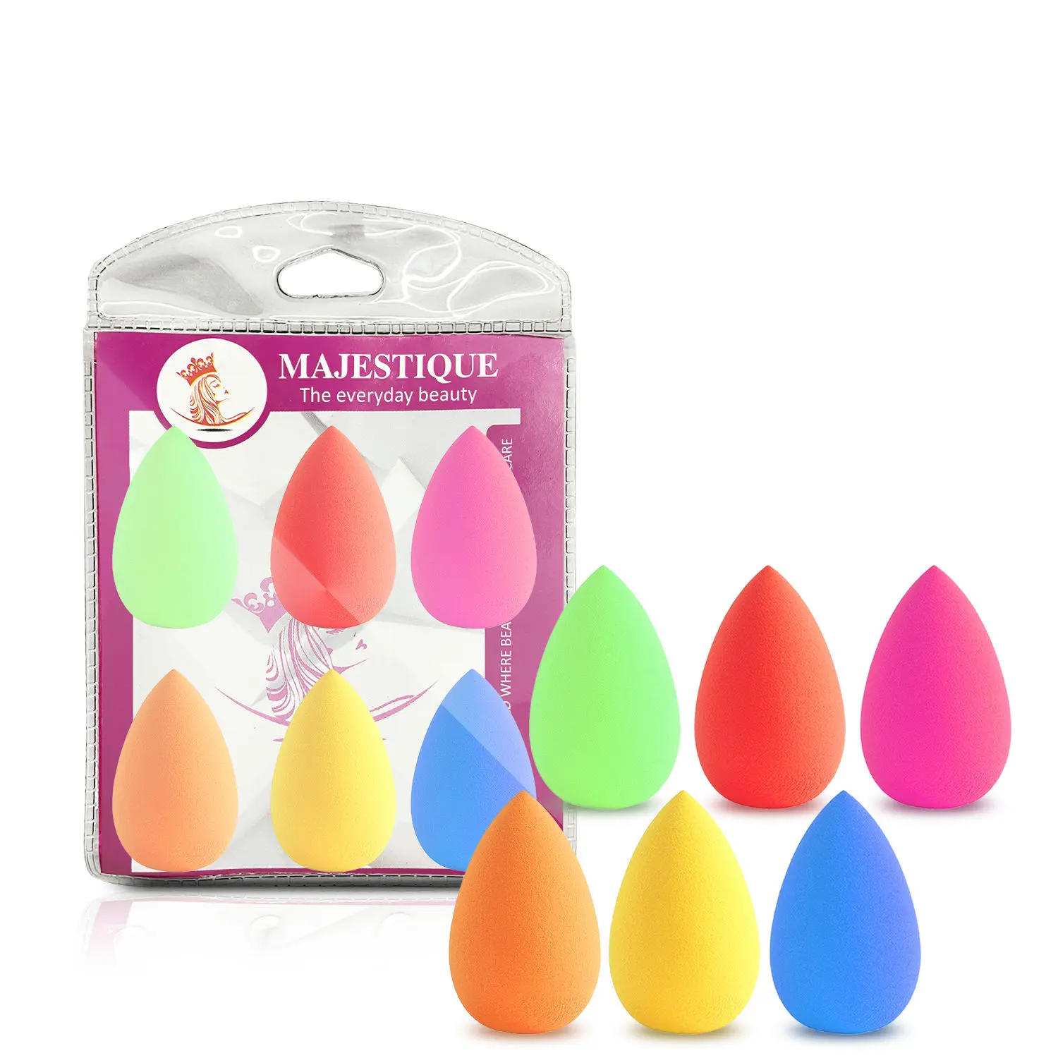 Majestique 6-Piece Blender Beauty Makeup Sponge Set CMB531 Wet and Dry - Color May vary