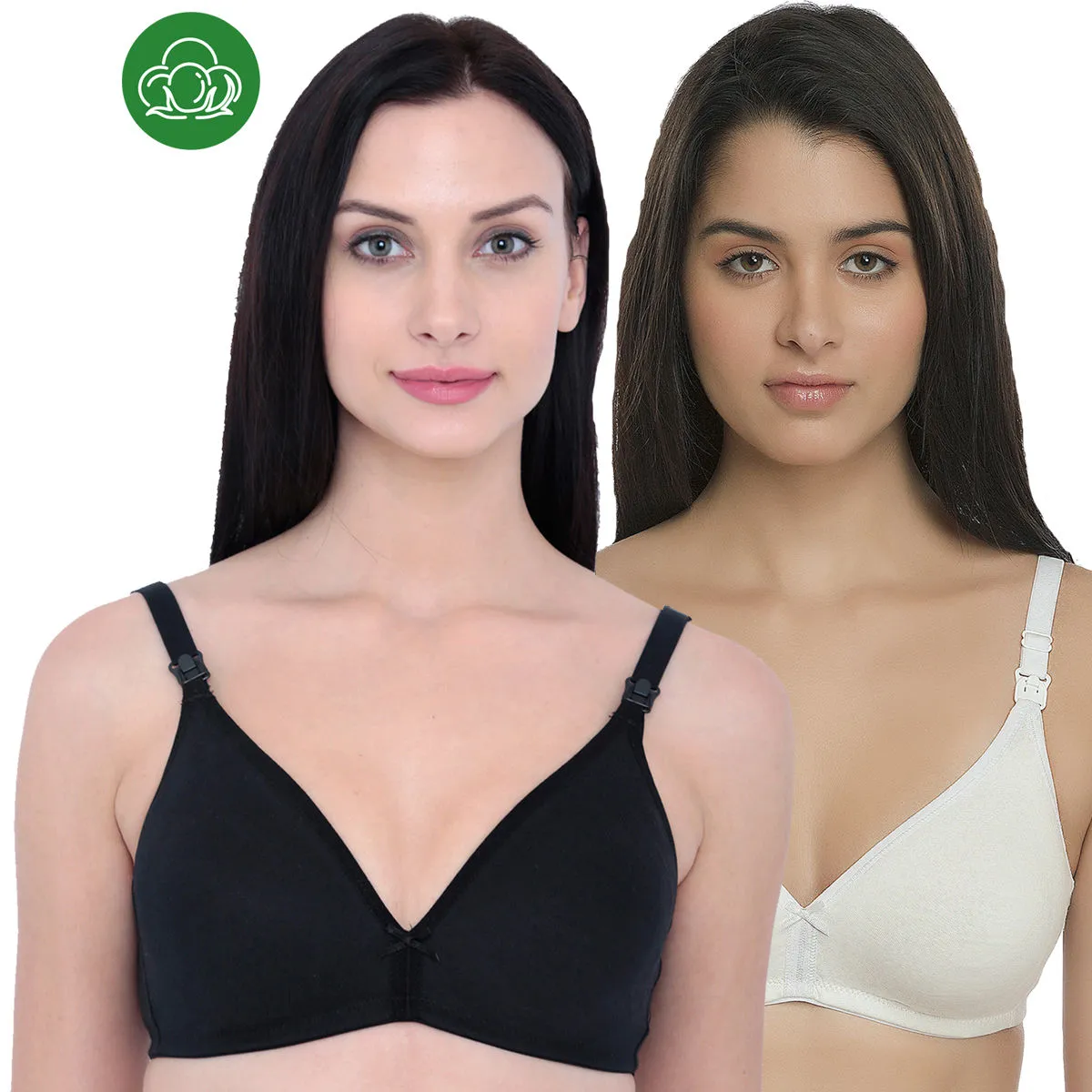 Inner Sense Organic Cotton Antimicrobial Nursing Bra Pack of 2 - Multi-Color (34D)