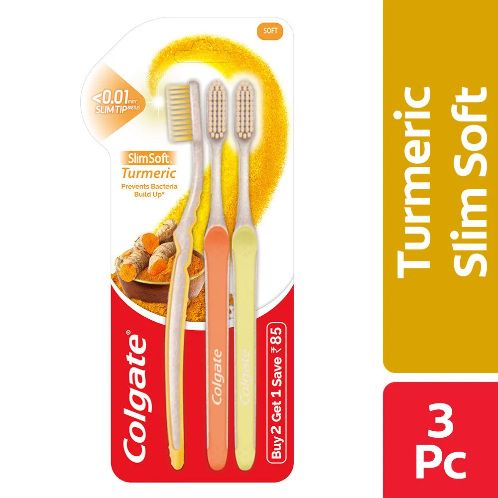 Colgate Slim Soft Turmeric Toothbrush - 3 Pcs (Buy 2 Get 1 Free)