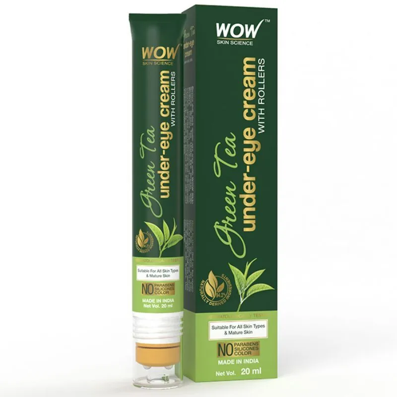 WOW Skin Science Green Tea Under Eye Cream With Rollers