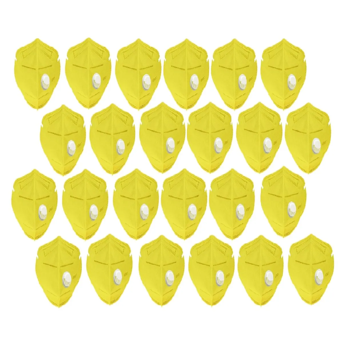 OOMPH Pack of 24 Anti-Pollution Reusable 5 Layer Mask - Yellow