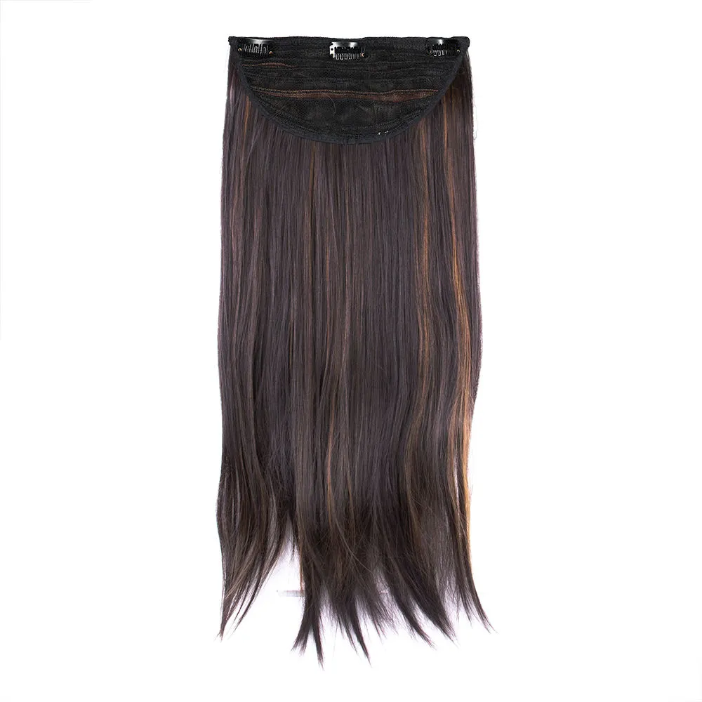 Streak Street Clip-in 18 Dark Brown Straight Hair Extensions With Golden Highlights