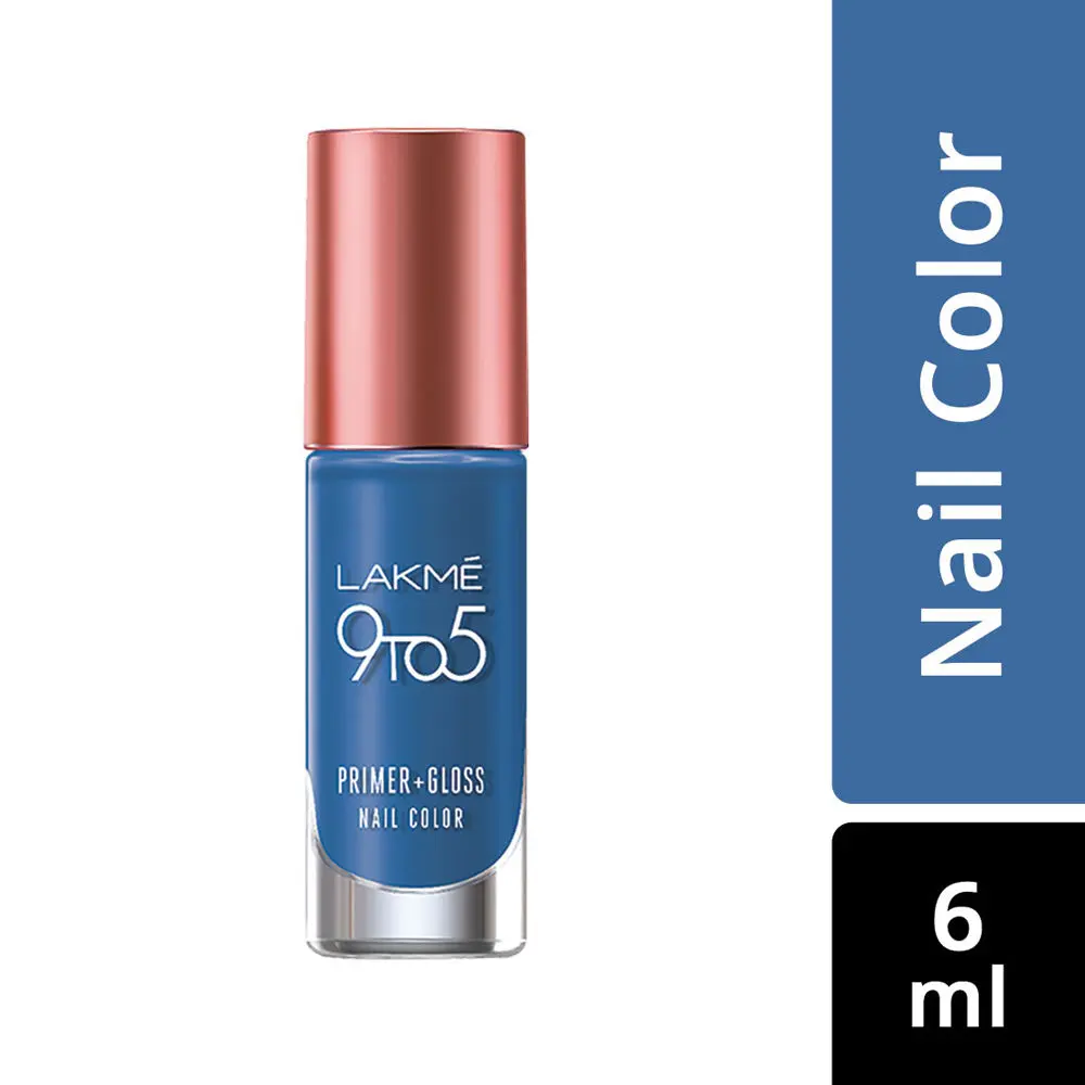 Lakme 9 To 5 Primer + Gloss Nail Color - Indigo Ink (6 ml)