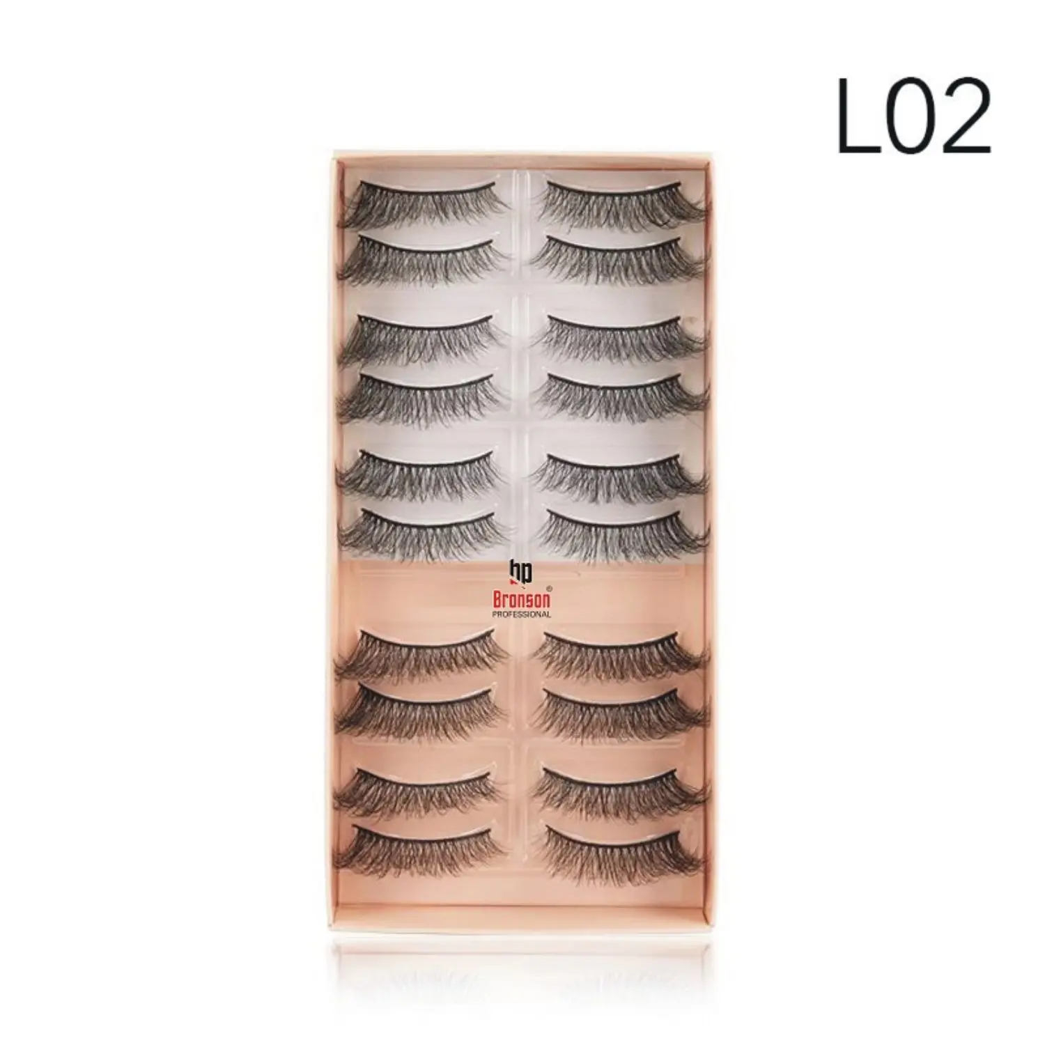 Eyelash set 3D false long and natural eye makeup 10 pairs No. L02