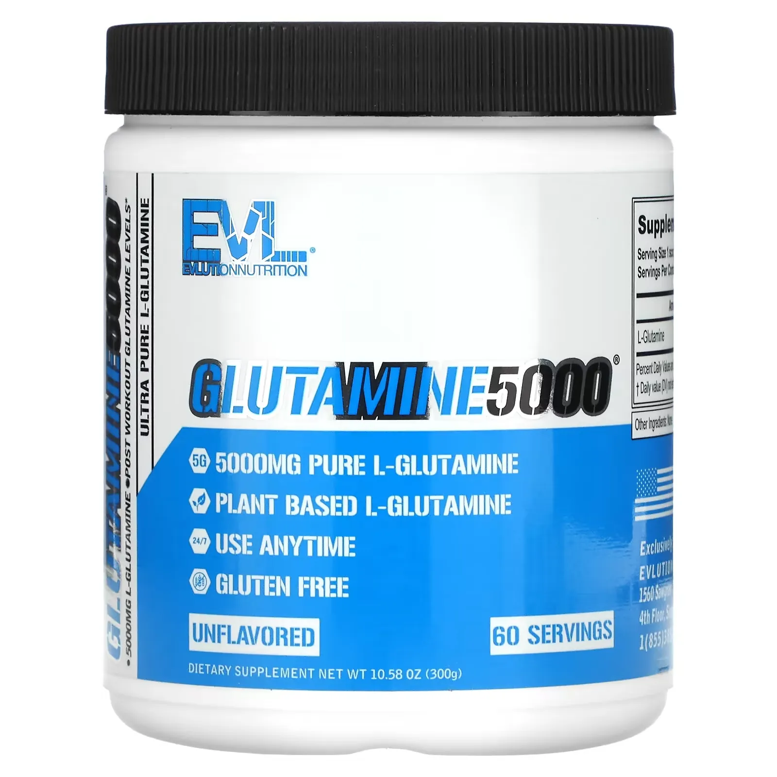 Glutamine5000, Unflavored, 5,000 mg, 10.58 oz (300 g)