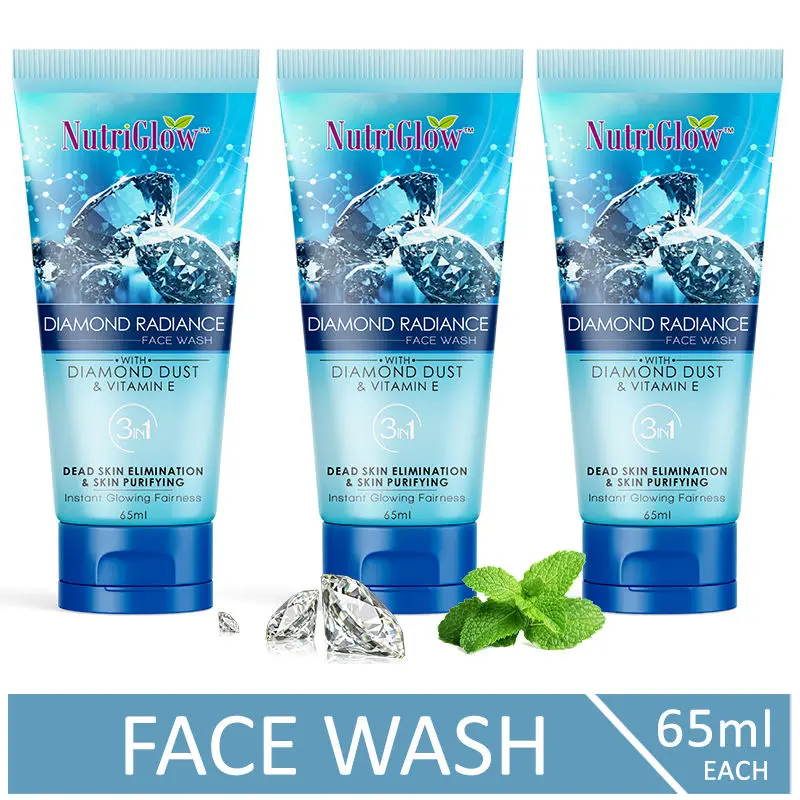 NutriGlow Set of 3 Diamond Radiance Face Wash For Dead Skin Elimination & Skin Purifying, 65ml each