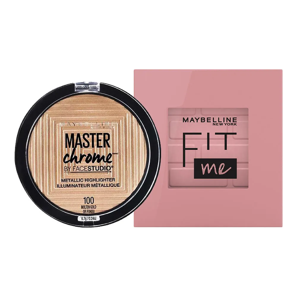 Maybelline New York Fit Me Mono Blush + Master Chrome Metallic Molten Gold Highlighter Combo