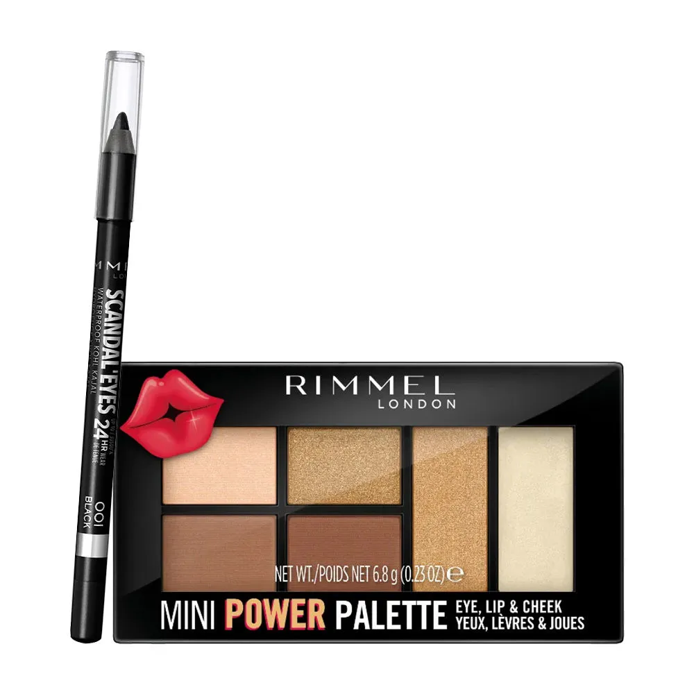 Rimmel London Mini Power Palette - Sassy & Sc&aleyes Waterproof Kohl Kajal Liner - Black