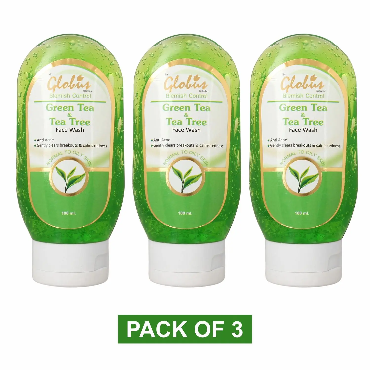 Globus Green Tea & Tea Tree Face Wash 100 ml (Pack Of 3)