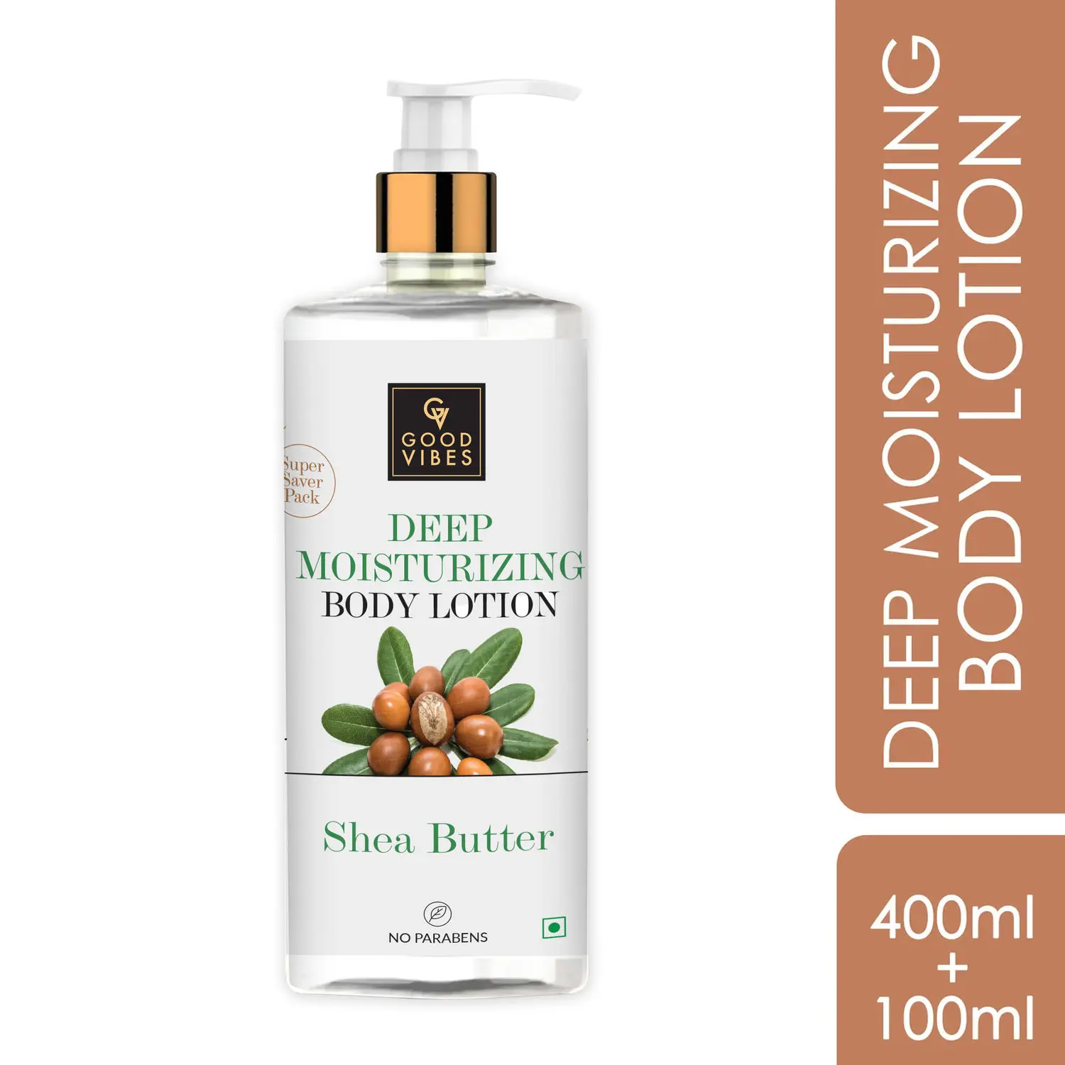 Good Vibes Shea Butter Deep Moisturizing Body Lotion | Hydrating, Moisturizing | No Parabens, No Sulphates, No Animal Testing (400ml + 100 ml free)