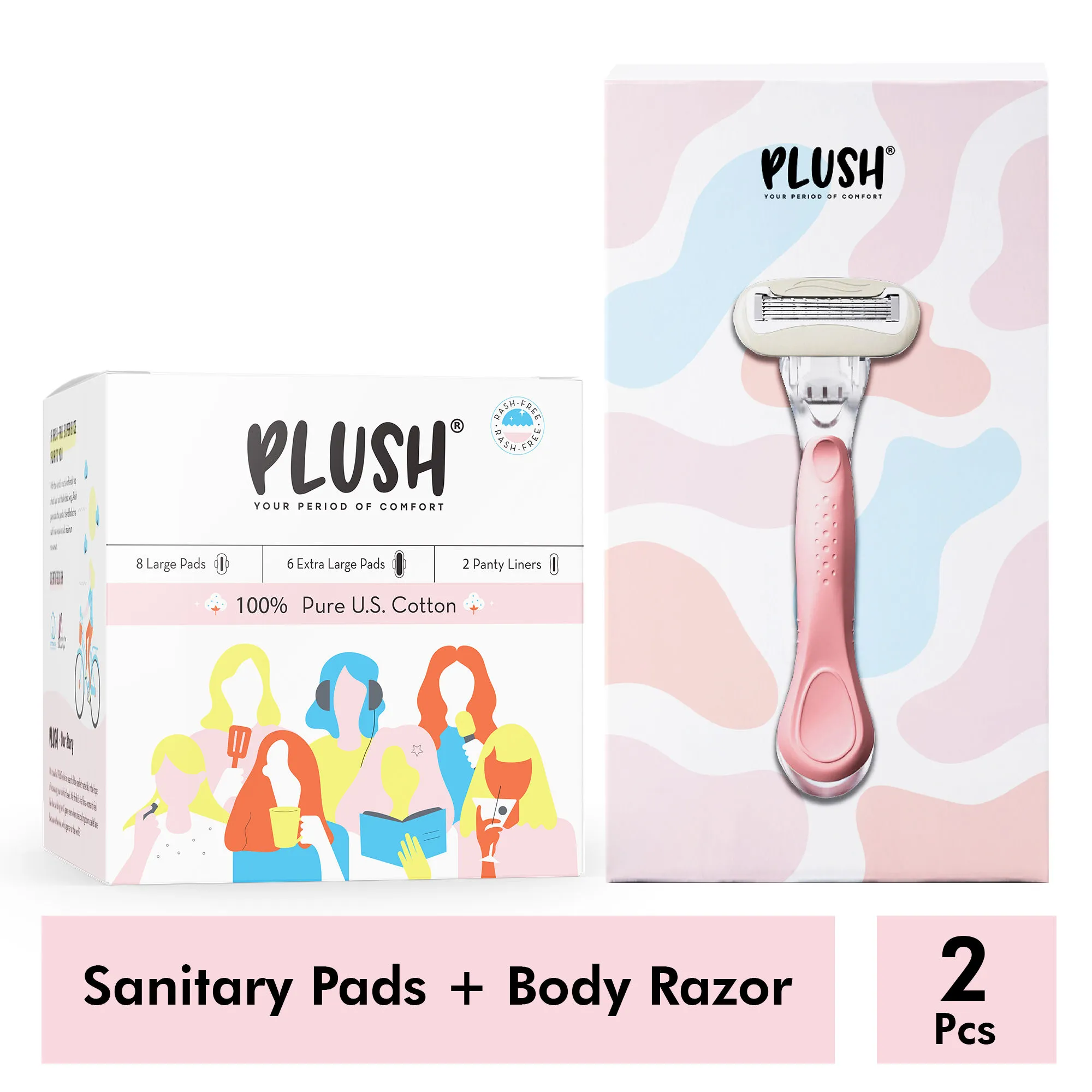 Plush Hygiene Kit - Sanitary Pads + Body Razor