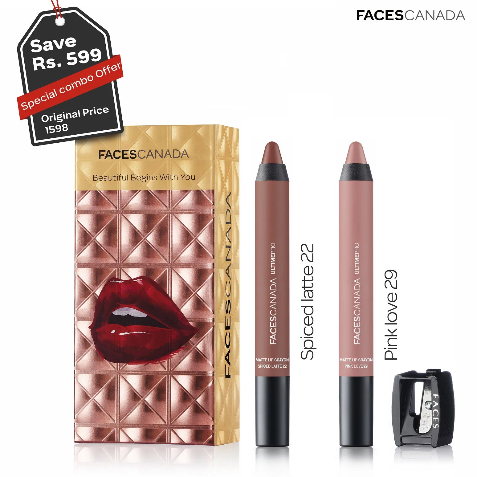 Faces Canada Lip Crayon Combo Spiced Latte + Pink Love