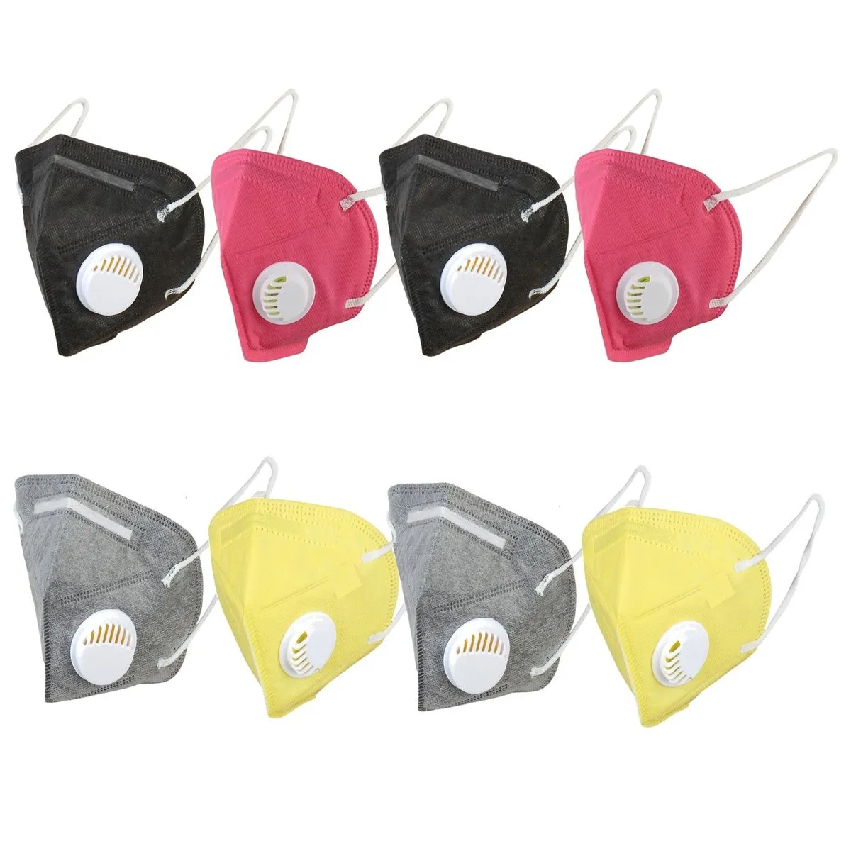 OOMPH Pack Of 8 Kn95/n95 Anti-pollution Reusable 5 Layer Mask Color: Black Pink Yellow Grey