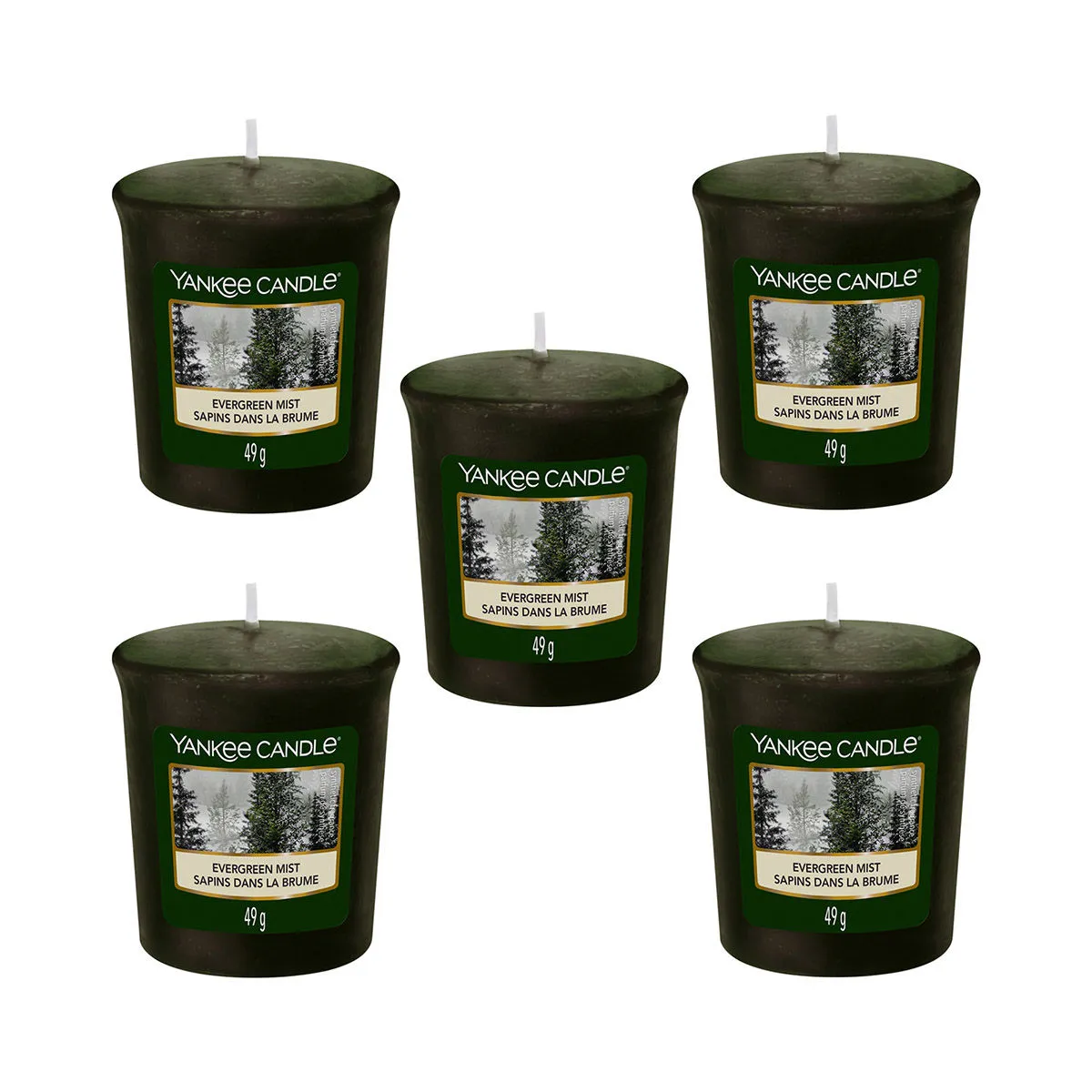 Yankee Candle Classic Votive Evergreen Mist Scented Candles - Pack of 5