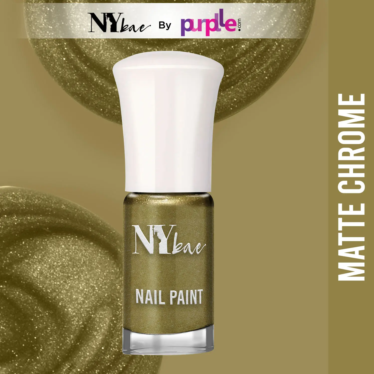 NY Bae Matte Chrome Nail Paint - Gold Muslin 06 (3 ml) | Gold | Chrome Effect | Matte Finish | Intense Pigmentation | Chip Resistant | Travel Friendly | Vegan | Cruelty Free