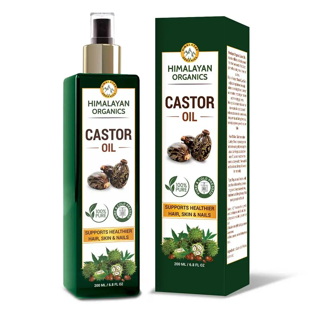 Himalayan Organics Cold Press - 100% Pure - Castor Oil,  200 ml  for Stronger Hair, Skin & Nails