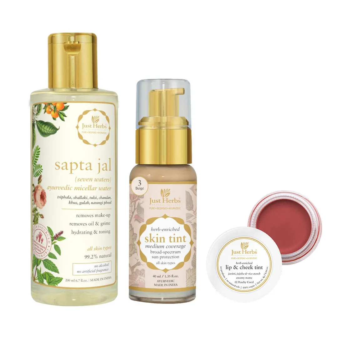 Just Herbs Radiant Skin Combo - Skin Tint (Shade 04) & Sapta Jal