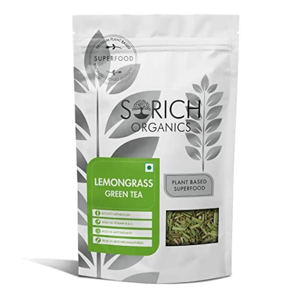 Sorich Organics Lemongrass Green Tea 50 Gm - Organic Whole Leaf Loose Tea | Good for Skin & Hair | Antioxidants Green Tea for Weight Loss | Boost Metabolism |Reduce Stress