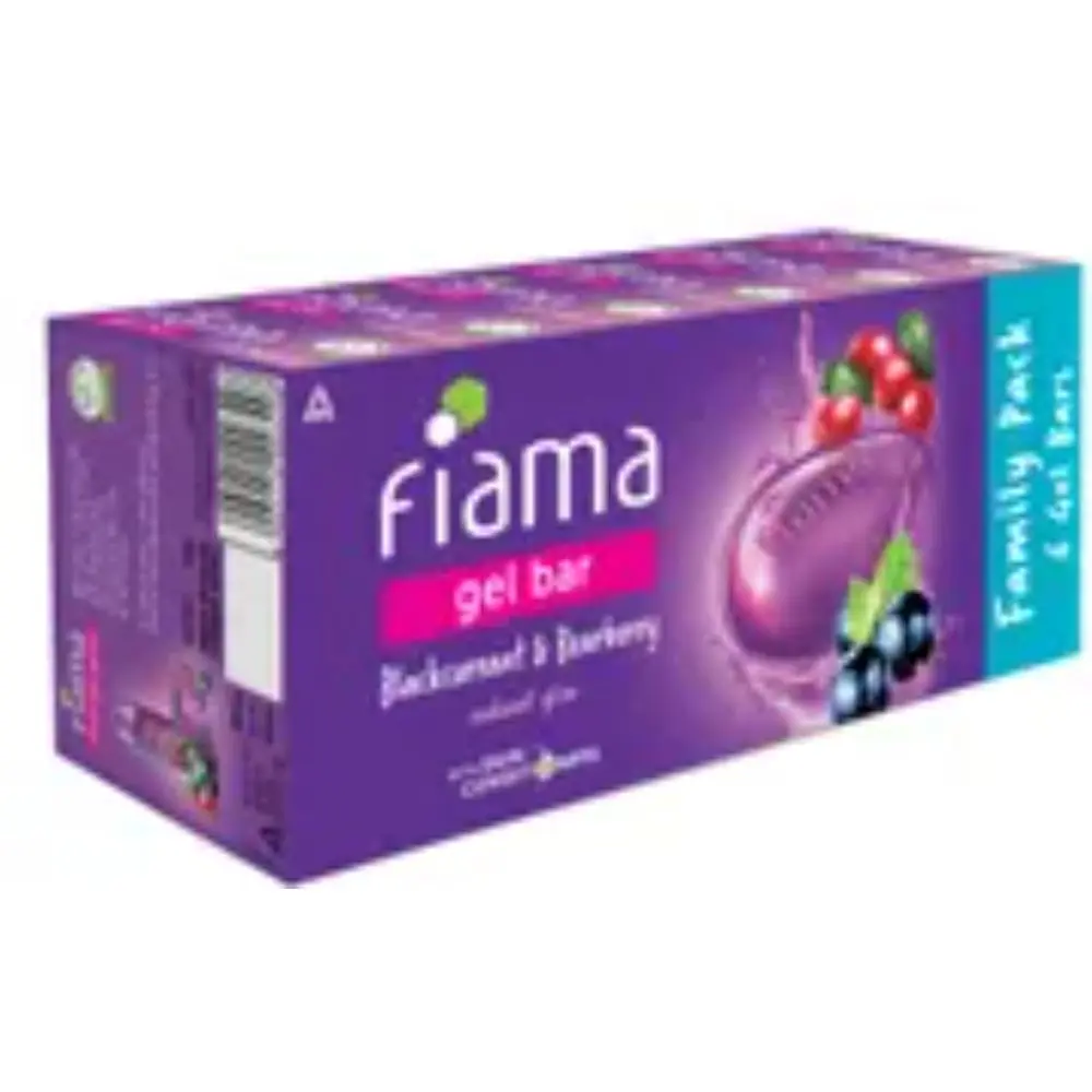 Fiama Gel Bar Blackcurrant and Bearberry, with skin conditioners for moisturized skin 125g soap (Pack of 6)