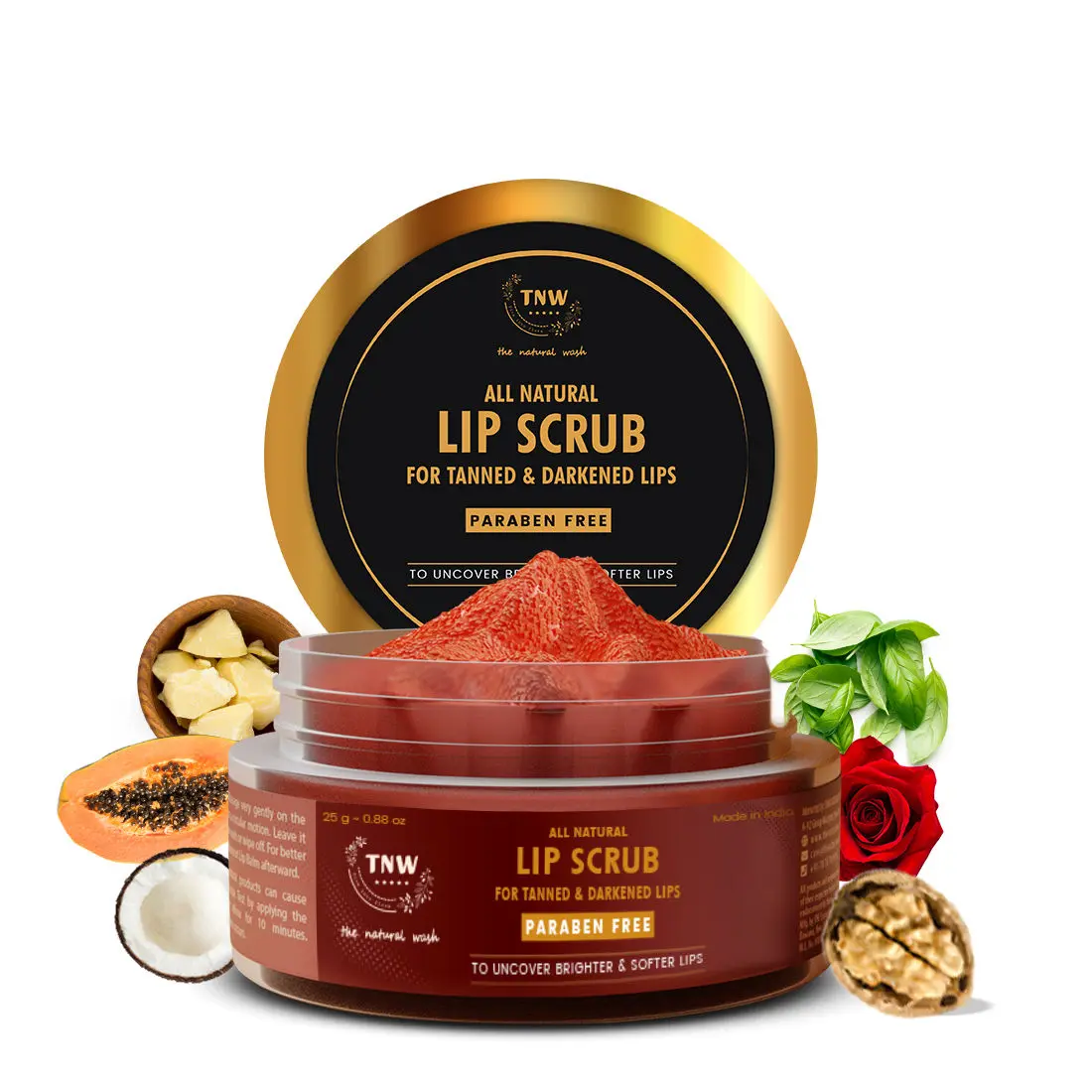 TNW - The Natural Wash Lip Scrub for Tanned & Darkened Lips (Paraben-Free) (25 g)