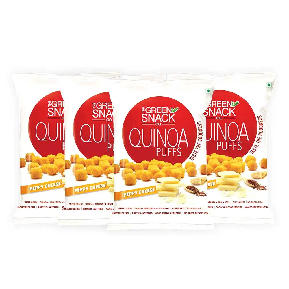 The Green Snack Co. Quinoa Puffs - Pack of 4,  Peppy Cheese  50 g