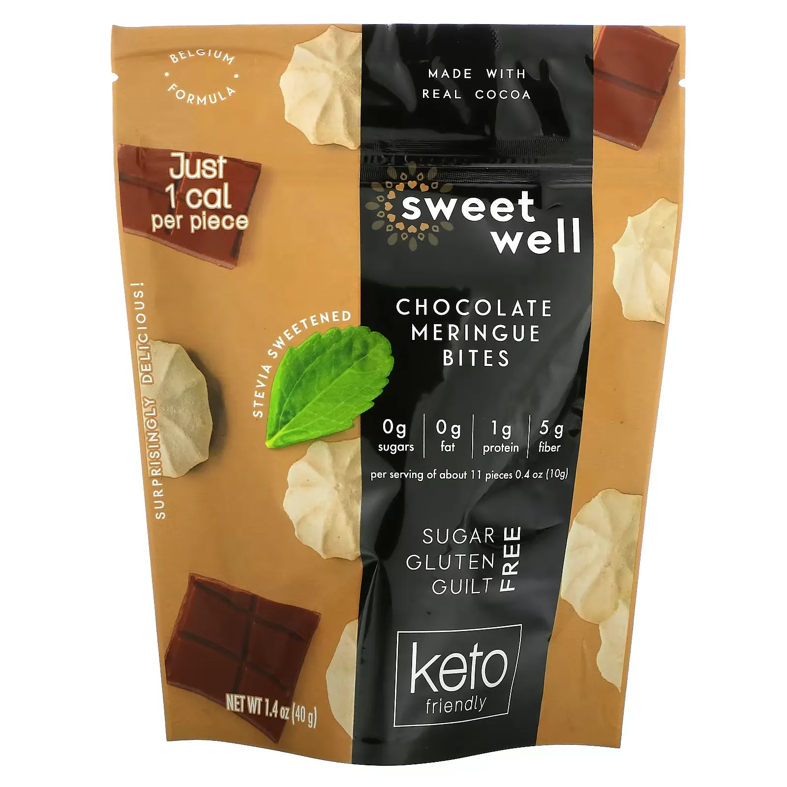 Keto Bites, Chocolate Meringue, 1.4 oz (40 g)