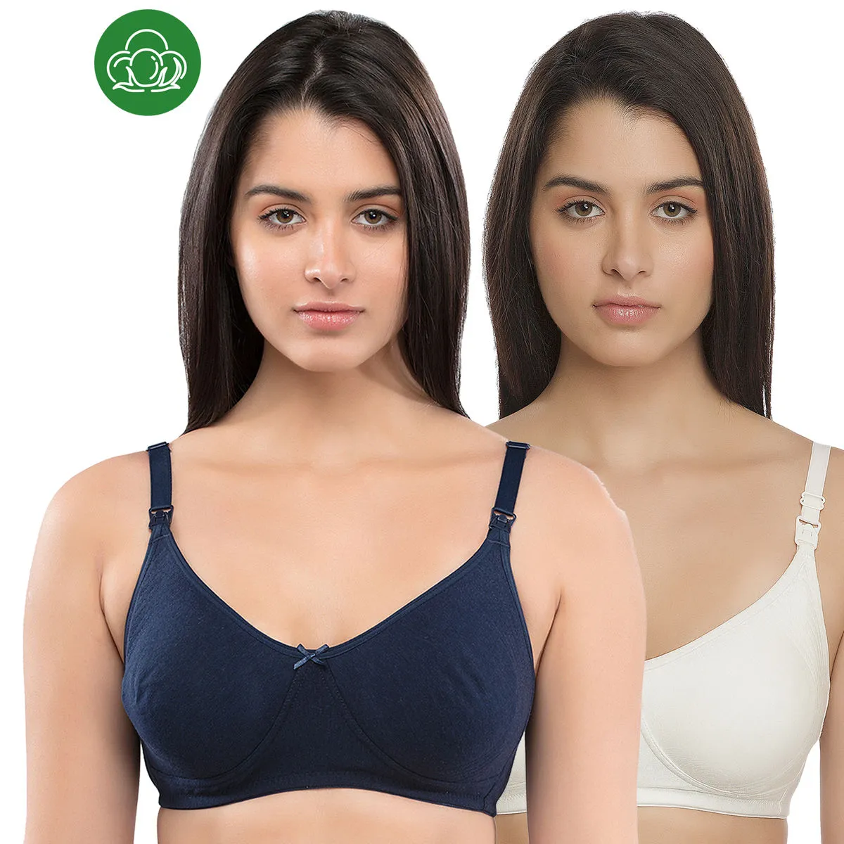 Inner Sense Women's Full Cup Nursing Bra Pack of 2 - Multi-Color (38C)