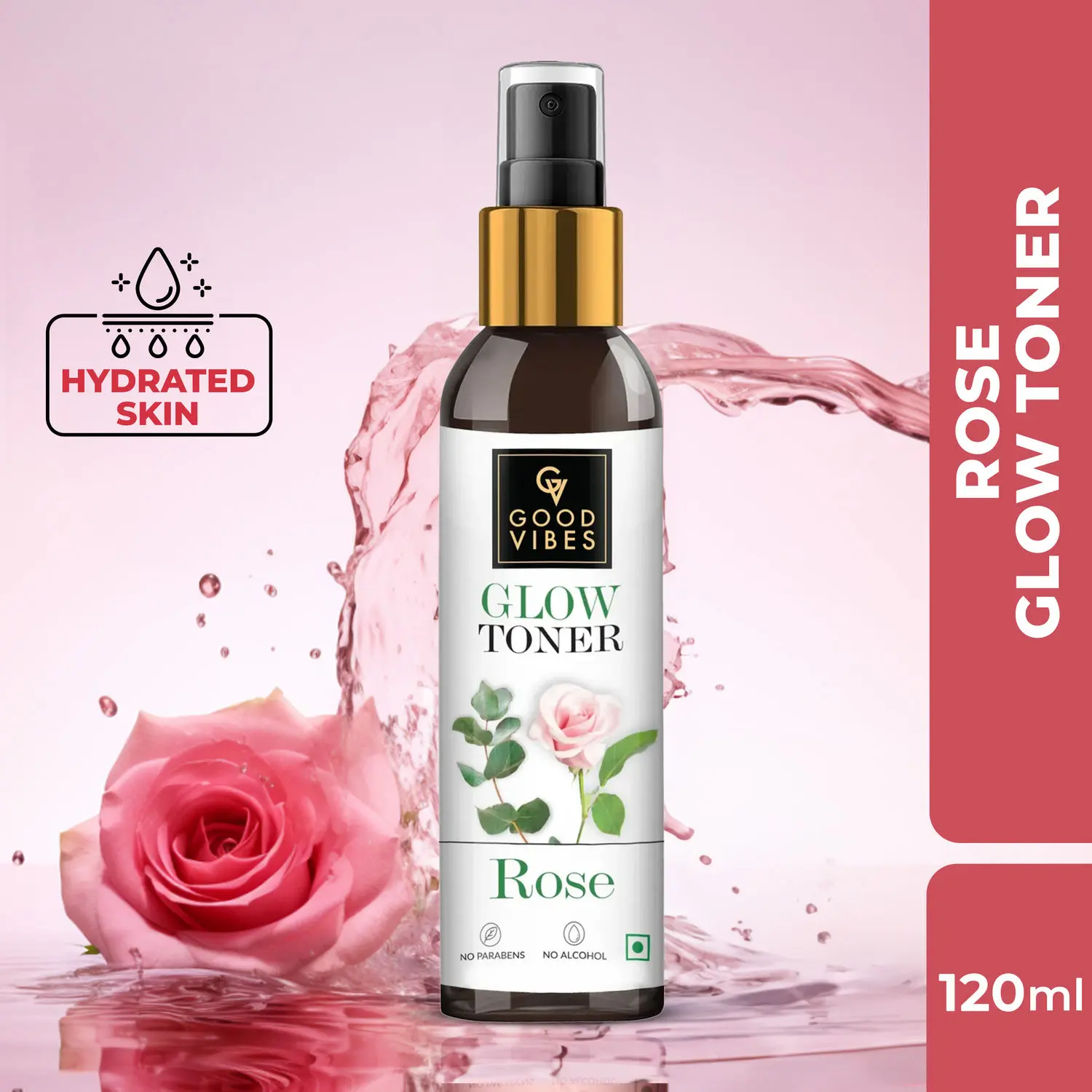 Good Vibes Rose Glow Toner | Lightweight, Brightening| With Honey | No Alcohol, No Sulphates, No Parabens, No Mineral Oil, No Animal Testing (120 ml)